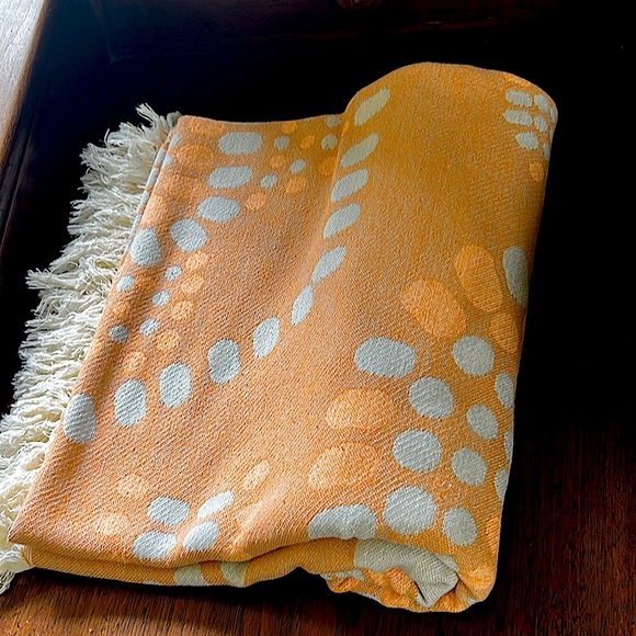 MOD Mandala Organic Blanket Loom Weave Tangerine Gray FLiPSiDE 2 Side 50x60 - Picture 10 of 14